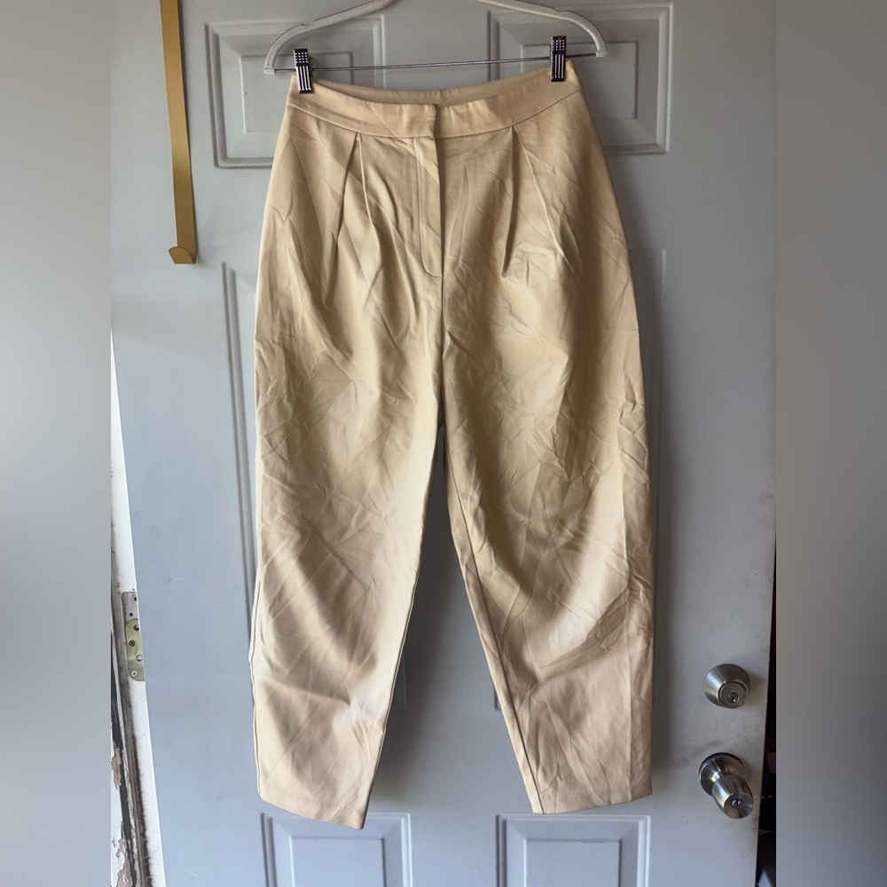 Cult Gaia tan faux leather pants size S